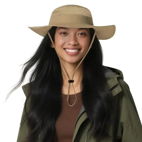DORRISO Gartenhut Herren Damen Hut Buschhut Safarihut Sonnen Hut Unisex UV Schutz UPF 50+ Fischerhut Buschhüte Bergsteigen Campinghut Trekking Radfahren Wandern Braun