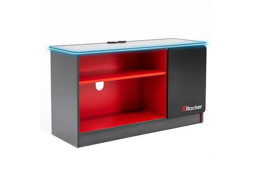 X-Rocker Carbon-Tek LED-TV-Einheit - Moderne TV-Bank mit 4 Ablagen und anpassbarer RGB-LED-Beleuchtung für stimmungsvolle Ambientebeleuchtung, ideal für bis zu 42 Zoll TVs.