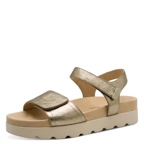 Tamaris Goldene Sandalen für Damen in Größe 41 - Damen Wanderschuhe von Tamaris - ergonomisch geformte Decksohle und rutschhemmende Laufsohle für sicheren Halt, perfekt für entspannte Spaziergänge.