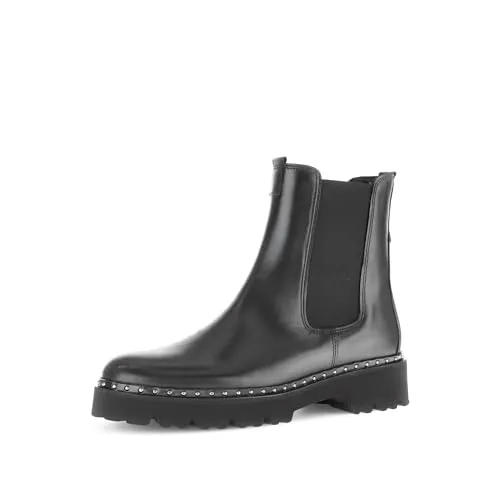 Gabor Damen Chelsea Boots, Frauen Stiefeletten,Schlupfstiefel,Stiefel,Bootee,Booties,halbstiefel,Kurzstiefel,schwarz(Altsilber),36 EU / 3.5 UK
