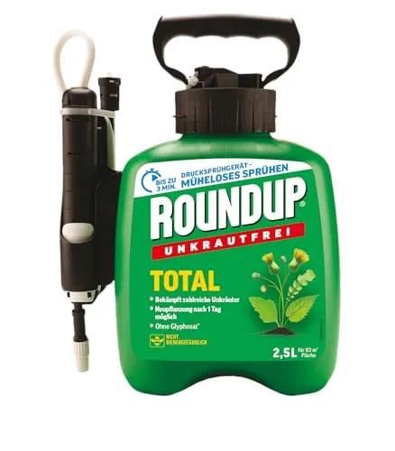 Roundup Unkrautfrei TOTAL Drucksprühsystem - 2,5 L, sofort anwendungsfertig und sicher für Kinder und Haustiere