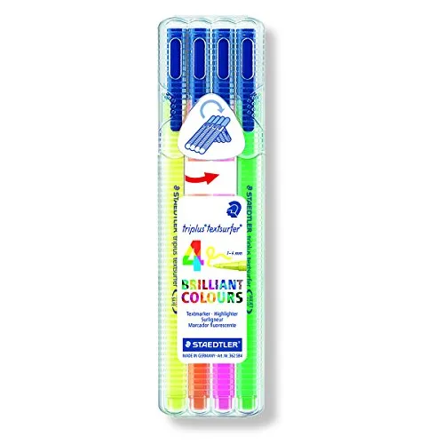 Staedtler triplus 362 SB4 textsurfer Textmarker, 4 Stück in aufstellbarer Staedtler-Box, Neon
