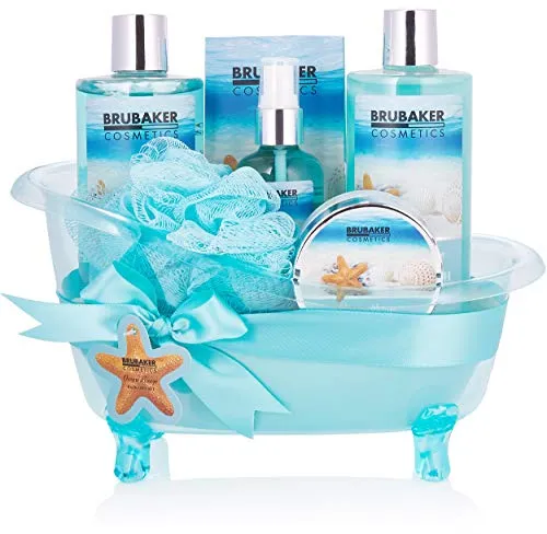 BRUBAKER Cosmetics Bade- und Dusch Set Summer Dreams - 7-teiliges Geschenkset - Erleben Sie mit diesem 7-teiligen Set Entspannung pur! Enthält Duschgel, Körperlotion, Schaumbad und mehr. Ideal für Wellness-Momente und als Geschenk in der dekorativen Badewanne.