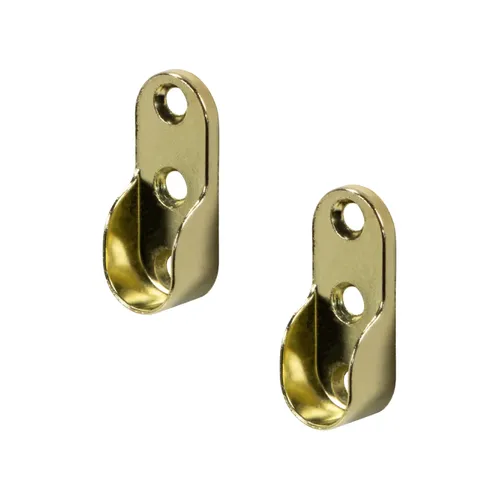 Schrankrohrlager 2x oval vermessingt Halter für Schrankstangen 30 x 15 mm Metall