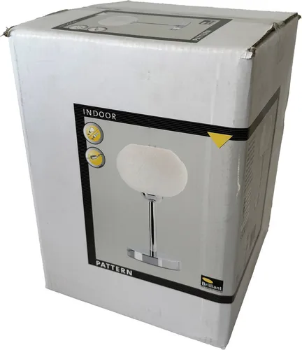 Brilliant Tischleuchte Pattern Chrom/Weiß Ø18cm max. 40W E27 mit Schalter