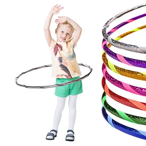 Glamour Kinder Hula Hoop Reifen Ø80cm in Silber-Grau - Der Hoopomania Glamour Kinder Hula Hoop bringt Glitzer in die Bewegung! Ideal für spielerisches Training von Ausdauer und Körperhaltung. Robuster Aufbau für aktives Spiel, handgefertigt in Bayern. Gewicht: 230g; Ø: 80cm.