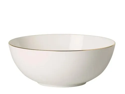 Villeroy & Boch Signature Servierschüssel Anmut Gold 23cm - Elegante Servierschüssel aus Premium Bone Porcelain, spülmaschinenfest und mit handgemalten Goldakzenten. Ideal für stilvolle Tischdekoration und große Portionen.