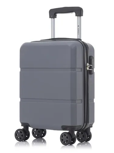 YONSLY Trolley Reisekoffer S - Hartschalen Handgepäck mit 4 Rollen - Robuster Hartschalenreisekoffer in Grau mit 360°-Doppelrollen für mühelose Mobilität. Integriertes Sicherheitsschloss sorgt für geschützte Reisen. Ideal für Langstrecken und den Alltag.