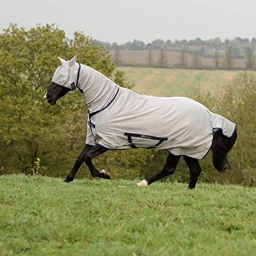 Bucas Freedom Fly Sheet Full Neck - Silver 140 cm - Reit- & Pferdebedarf, hochwertige Fliegendecke mit vollem Hals für optimalen Schutz gegen Insekten und UV-Strahlen.