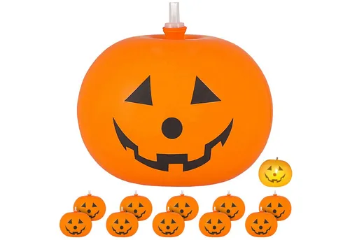 CEPEWA LED Lampion LED Luftballon Kürbis stehend 6x2er Set Ø 20cm Latex orange Halloween
