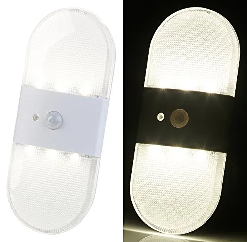 PEARL LED Wandlicht: Batterie-LED-Wandleuchte, Bewegungs- & Licht-Sensor, 80 Lumen, IP44 (Birne Bewegungsmelder, Leuchte Batterie Bewegungsmelder, WC)