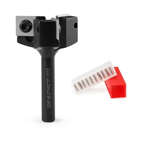 HOZLY Planfräser 6mm Schaft 25.4mm mit 10 Austauschbaren Hartmetallmessern 2 Flöten Planfräser FüR OberfräSe FräSer Cnc Maschinen Eine (3 Flöten, S=8 mm, D=39 mm)