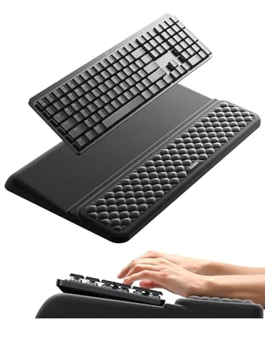 VAYDEER Handballenauflage mit Tastaturständer|Ergonomische Tastaturablage mit weichem Memory-Schaum|Tastaturhalter & Handgelenkauflage für Büro, Zuhause und Schule, Schwarz