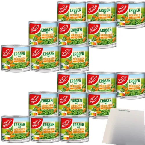 Gut&Günstig Junge Erbsen mit Möhrchen extra fein 6er Pack 18x200g Dose usy Block