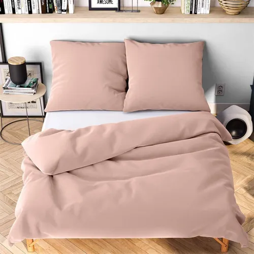 Wolkenfeld Bettwäsche 135x200 rosa - kuschlig weich & bügelfrei - Bettwäsche-Set aus Oeko-Tex zertifizierter Supermikrofaser, extrem weich und pflegeleicht. Ideal für gemütlichen Schlaf im Sommer und Winter.