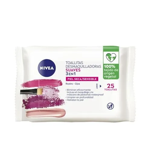 NIVEA Weiche Make-up-Entfernungstücher (1 x 25 Stück), Abschminktücher für trockene und empfindliche Haut, Feuchttücher für Gesicht, Augen, Lippen und Hals
