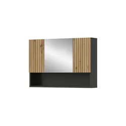 xonox.home Spiegelschrank Mone 80x55x17 cm - Moderne Badmöbel: Spiegelschrank Mone in Basalt- und Artisan Oak-Optik mit 2 Türen und 3 Einlegeböden für optimalen Stauraum. Pflegeleicht und nassraumgeeignet, ideal für jedes Badezimmer.