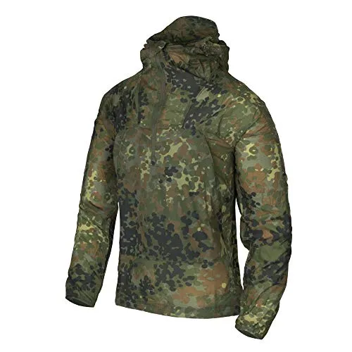 Helikon-Tex Windrunner Windshirt Bundeswehr Jagd Outdoor Flecktarn - Funktionsjacke aus ultraleichtem Nylongewebe, wind- und wasserabweisend, ideal für Outdoor-Aktivitäten mit praktischer Vordertasche und hervorragender Luftzirkulation.
