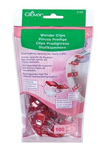 Clover Stoffklammer 100/Pkg - Wonder Clips - Nähen & Stoffe: Hervorragende Alternative zu Stecknadeln für festen Halt bei Vinyl und mehreren Stofflagen, ideal für Overlock-Arbeiten.