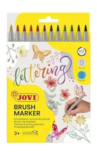 Jovi BRUSH MARKER Lettering Brush Brush Pen, Etui mit 12 Farben (1312)