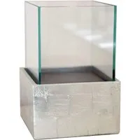 VIVANNO Deko-Windlicht CANDELITA - Viereckiger Kerzenhalter in Silber Hochglanz - ELEGANTE ATMOSPHÄRE: Das eckige Windlicht CANDELITA schafft eine gemütliche Stimmung bei Kerzenschein und kann kreativ mit Deko gestaltet werden. Robustes Fiberglas sorgt für Langlebigkeit und vielseitige Einsatzmöglichkeiten.