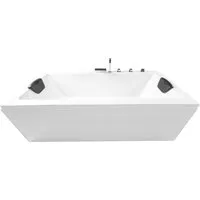 Basera® Badewanne Naxos 140 x 75 cm mit Wasserfall LED-Ambiente - Badewanne mit modernem Design, Wasserfall-Armatur und LED-Ambiente für entspannende Wellness-Momente im eigenen Badezimmer. Ideal für 2 Personen und Made in Germany.