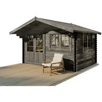 Alpholz Gartenhaus Holz Gabriel-34 - 400 x 300 cm, Grau - Gartenhaus aus nordischer Fichte mit hochwertiger Imprägnierung, inklusive Fußboden und Satteldach, ideal für Gartenlagerung oder als Rückzugsort.