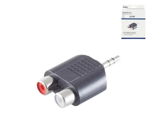 DINIC Audioadapter 3,5mm Klinkenstecker auf 2x Cinchbuchse, schwarz #1907286