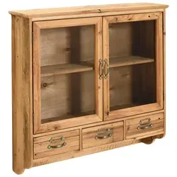 Landscape Hängevitrine, Natur, Holz, Tanne, massiv, 1 Fächer, 3 Schublade(n) Schubladen, 64.5x61.5x17.5 cm, Wohnzimmer, Wohnwände, Vitrinenschränke