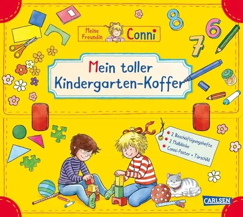 Conni Gelbe Reihe (Beschäftigungsbuch): Mein toller Kindergarten-Koffer: Für Kinder ab 3 Jahren mit 2 Beschäftigungsheften, 2 Malblöcken und 1 Miniposter - plus ein Türschild zum Selbstgestalten