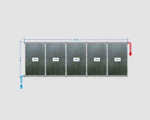 OKU Solarabsorber Pool-Solarheizung SET 10 - Solarpanele Set mit 5 hochwertigen Solarabsorber Platten für effiziente Poolheizung, ideal für abgedeckte Becken bis 10 m² Wasseroberfläche.