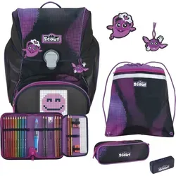 Scout Alpha Set Movie Pink Pixel S74420800500 - Rosa - Schulranzen-Set mit kreativem Pixel-Spaß: Gestalte Pixel-Bilder über die Divoom-App und präsentiere sie auf dem integrierten Bildschirm. Ergonomisch, anpassbare Träger und reichlich Stauraum!