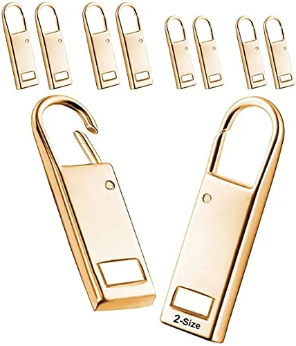 Gold Reissverschluss Zipper Pull, Zipper für Reissverschluss Reparatur, Metall Reißverschlussanhänger Ersatzzipper für Koffer Mantel Stiefel Jackenrucksäcke (8 Stück)