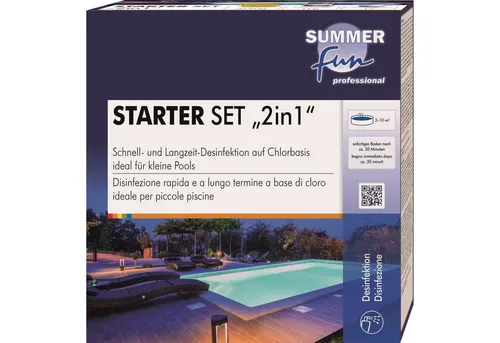 SUMMER FUN Poolpflege Starter Set 2in1 - Effektive Schnell- und Langzeit-Desinfektion für kleine Pools. Enthält Clear and Fun und Perfect Care Tabs für sauberes Wasser und einfaches Handling.
