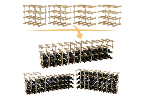 Modo24 Flaschenregal RW7 Eiche Nadelholz Massivholz Für 12 bis 76 Flaschen oder mehr, Weinregal Modular Flaschenregal Weinständer Flaschenständer