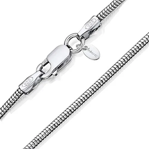 Amberta 925 Sterlingsilber Damen-Halskette - Elegante Schlangenkette in 50 cm - Ketten für Damen - Diese 925er Schlangenkette verleiht jedem Outfit eine elegante Note und bietet außergewöhnliche Qualität mit hochglanzpolierter Oberfläche.