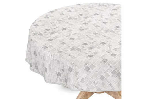 ANRO Tischdecke Tischdecke Wachstuch Gestreift Grau Robust Wasserabweisend Breite 140, Geprägt