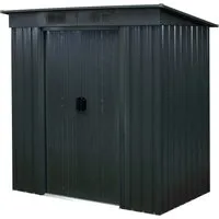 FLORAWORLD Gerätehaus mit Pultdach 195 x 121 x 196 cm - Geräteschuppen aus stabilem, witterungsbeständigem Stahlblech mit Doppelschiebetür und Belüftungsgittern – ideal zum sicheren Lagern von Gartenwerkzeugen.