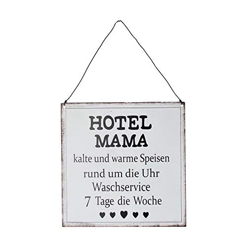 UNUS Metallschild Hotel Mama Deko lustiger Spruch Vintage Look Blechschild für Hauseingang Geschenkidee Muttertag Geburtstag Weihnachten
