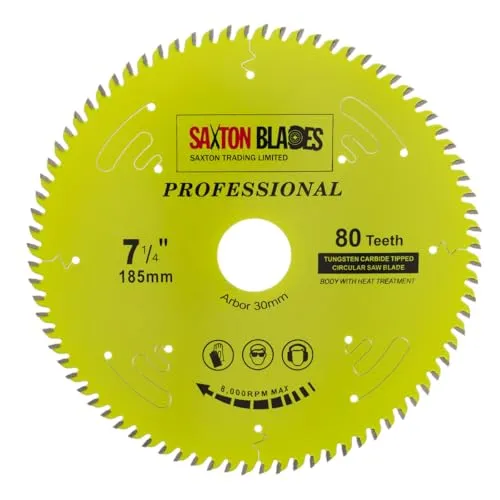 TCT18580TPRO Saxton Professional Range TCT Kreissägeblatt 185 mm x 80 T x 30 mm Bohrung, 16, 20, 25 mm Reduktionsringe Kompatibel mit Bosch Makita Dewalt usw