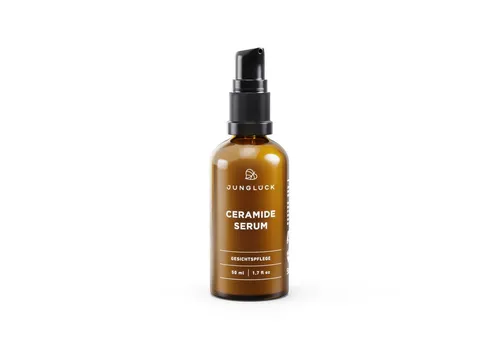 JUNGLÜCK Gesichtsserum Ceramide Serum – 5 Ceramide & 1% Sodium PCA, 50 ml - Nährendes Serum für alle Hauttypen, stärkt die Hautbarriere und reduziert Trockenheit. Ideal für die tägliche Anwendung, um die Haut zu beruhigen und zu pflegen.