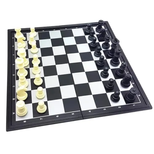 Lexibook Chessman Classic, Magnetische Und Faltbare Schachbrett, 32 Stück, Familienbrettspiel, Schwarz/Silber, CGM320