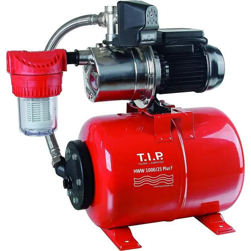 T.I.P. HWW 1000/25 Plus F Hauswasserwerk - Wasserpumpen, selbstansaugendes Hauswasserwerk mit Jet-Hydrauliksystem und Edelstahl-Pumpengehäuse für hohe Langlebigkeit und Effizienz.