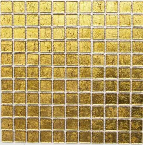 Mosaik Fliese Transluzent Glasmosaik Crystal gold Struktur für WAND BAD WC DUSCHE KÜCHE FLIESENSPIEGEL THEKENVERKLEIDUNG BADEWANNENVERKLEIDUNG Mosaikmatte Mosaikplatte