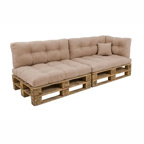 Produktbild POKAR Palettenkissen Set 6-teilig – Bequeme Auflagen für Palettenmöbel, Beige