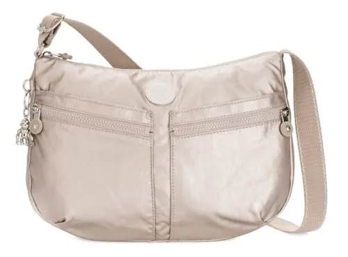 Kipling IZELLAH Umhängetasche in Metallic Glow (Silber) - Damen-Schultertaschen mit verstellbarem Schulterriemen, vielen Fächern und praktischem Reißverschluss für optimale Organisation und Stil.