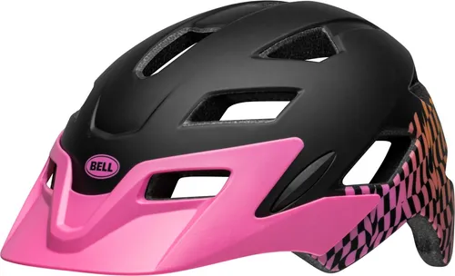 Bell SIDETRACK Youth Fahrradhelm matte pink wavy checks unisize Schwarz
