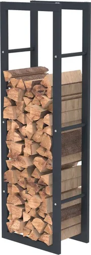 HOLZABLAGE AUS SCHWARZEM STAHL – Kaminholzregal 125x40x25 cm