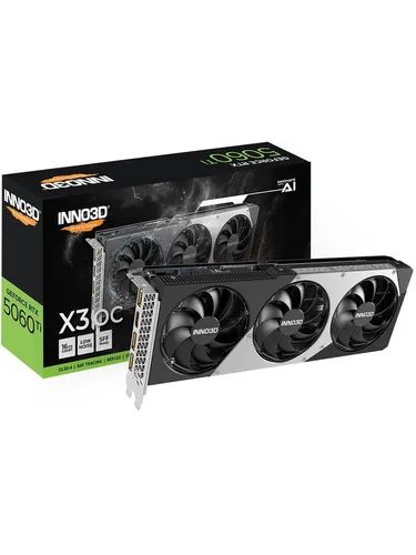INNO3D GEFORCE RTX 5060 Ti X3 OC - Grafikkarte mit 16 GB GDDR7 VRAM, ideal für Gaming und kreative Anwendungen, ausgestattet mit effizientem Triple-Fan-Kühlerdesign für optimale Kühlung.