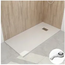 WITEN&NOCK Duschwanne SMC Duschtasse Superflach Steinoptik Anti-Rutsch inkl. Ablaufgarnitur, SMC, weiß/schwarz, L:80-180cm, B:70-90cm weiß 170 cm x 3.2 cm x 90 cm